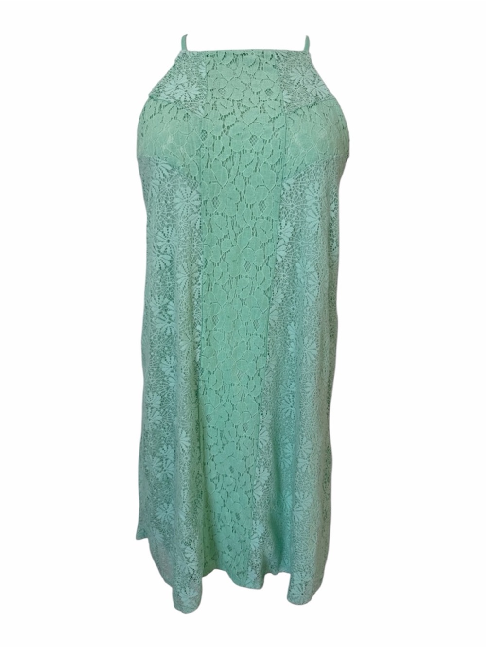 Alya Mint Green Lace Overlay Halter Swing Mini Dress Size S